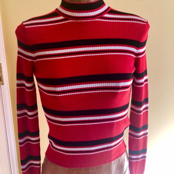 NWOT, Striped, Ribbed Sweater, Red, White & Black - Picture 6 of 8